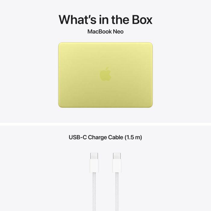 13 MacBook Neo 13 with Liquid Retina, Apple A18 Pro chip (6-core CPU), 8GB, 256GB SSD, Apple A18 Pro 5-core GPU, macOS, Citrus, INT keyboard, 2026 "MHFD4RO/A" (timbru verde 3.5 lei) - imagine 3