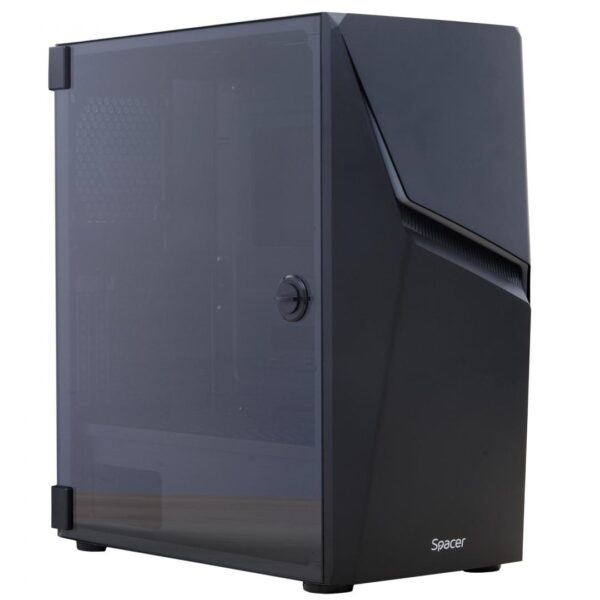 CARCASA SPACER – gaming, Middle Tower, ATX, „THUNDER”, fara sursa, usa sticla securizata (balama), banda LED RGB, USB 2.0 x 2, USB 3.0 x 1, HD-Audio Jack 3.5mm x 2, mesh , „SPGC-THUNDER”