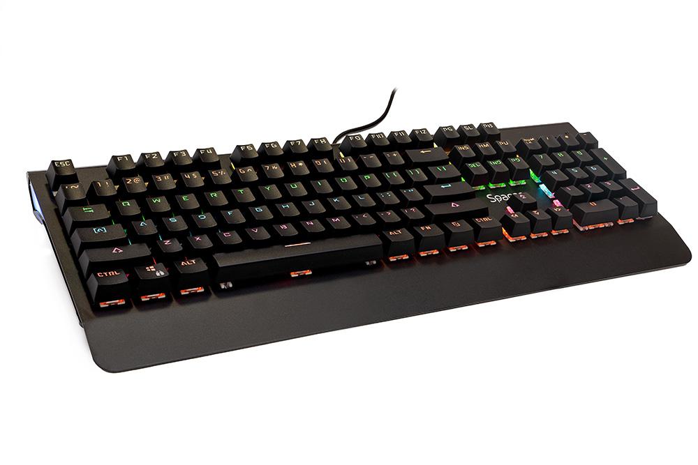 TASTATURA MECANICA SPACER USB, switch-uri mecanice albastre,iluminare RGB, 50 mil. apasari, 104 taste, anti-ghosting 26 taste, anti-spill, palm rest metalic, black "SPKB-MK-01" (timbru verde 0.8 lei) - imagine 3