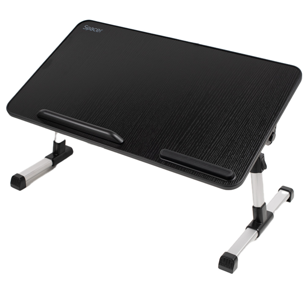 MASUTA SPACER notebook 17", 52x30x1.2cm, inaltime reglabila 24-32cm, inclinare ajustabila pana la 30grade, stopper laptop, armrest/opritor mouse silicon, Negru, "SPNS-TABLE-BK" - imagine 2