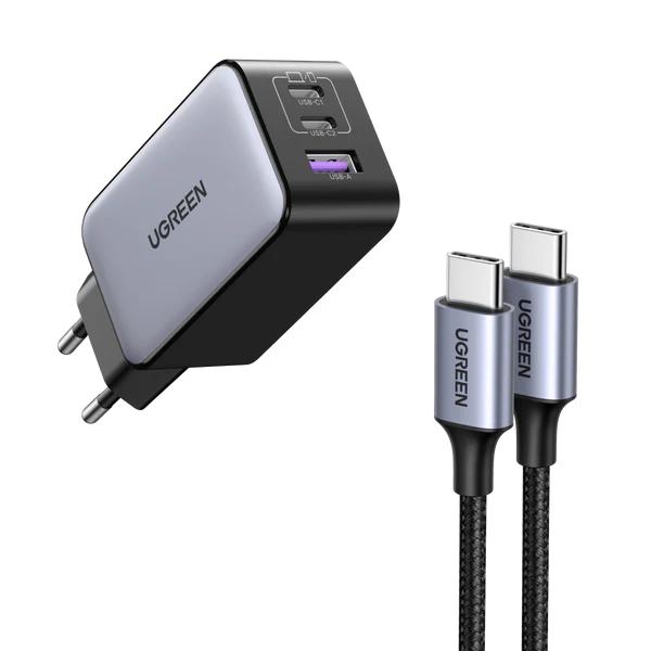 INCARCATOR retea Ugreen, "CD244" Quick Charge 65W GaN, 2 x USB Type-C, 1 x USB, gri "10335" (timbru verde 0.18 lei) - 6957303813353 - imagine 2
