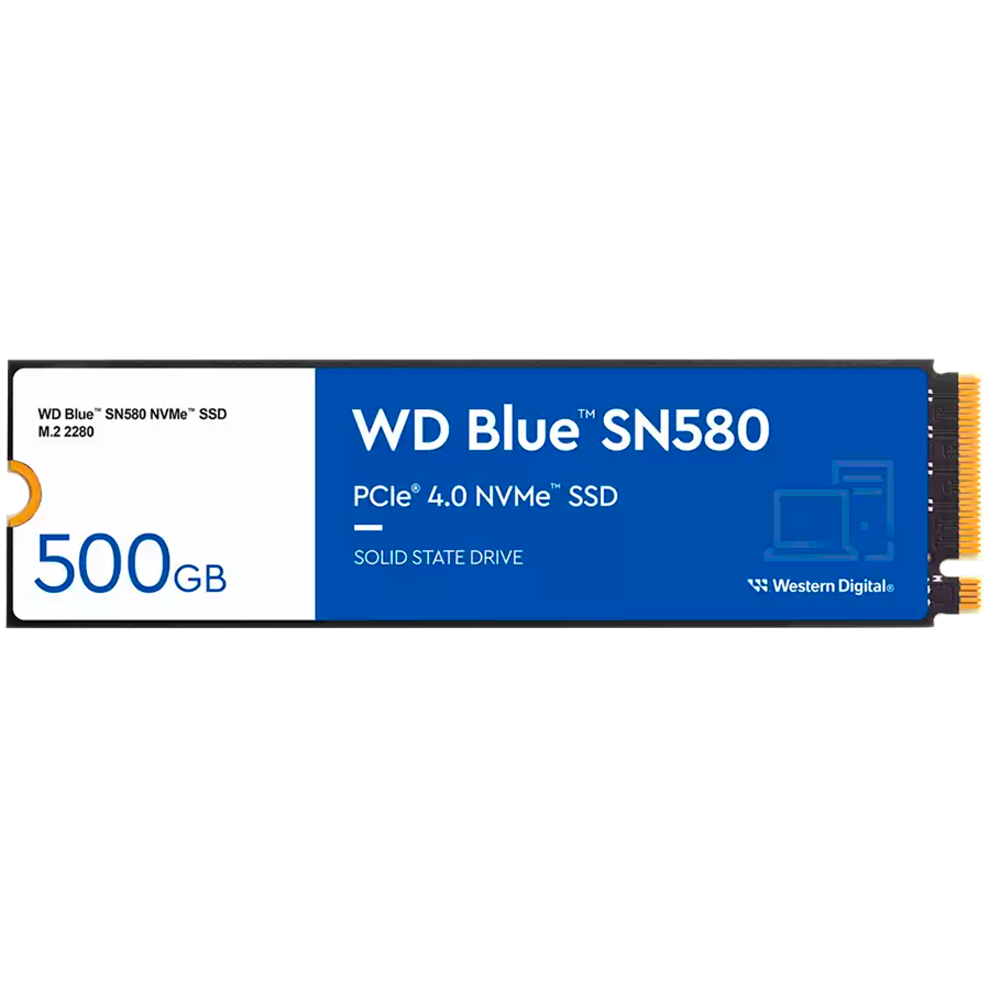 SSD WD Blue SN580 500GB M.2 2280 PCIe Gen4 x4 NVMe TLC, Read/Write: 4000/3600 MBps, IOPS 450K/750K, TBW: 300 "WDS500G3B0E-00CHF0" - imagine 2
