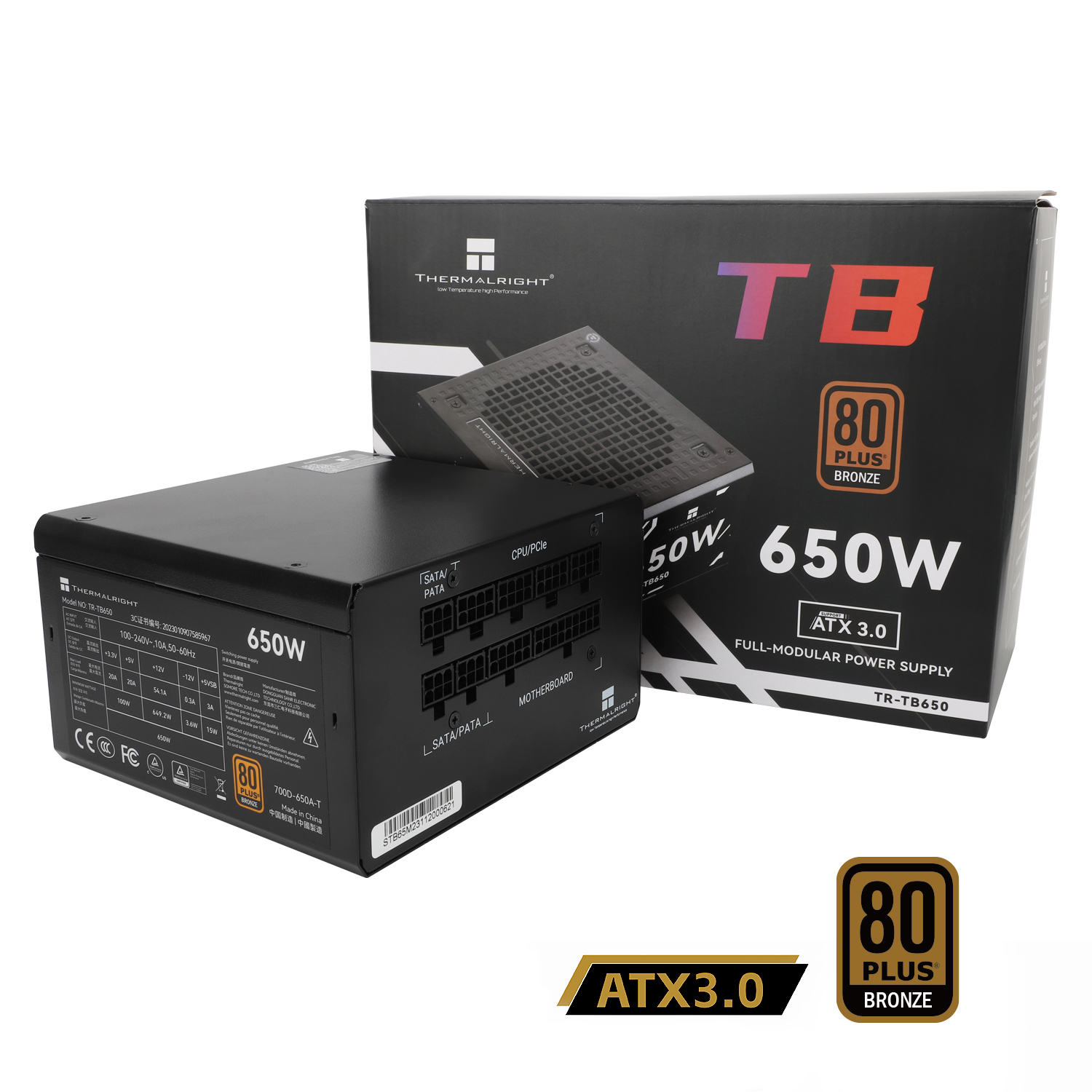 SURSA Thermalright "TB650", 650W, certificare 80 Plus Gold, non-modular, DC to DC, fan 120mm, negru, "TR-TB650" (timbru verde 2 lei) - imagine 5