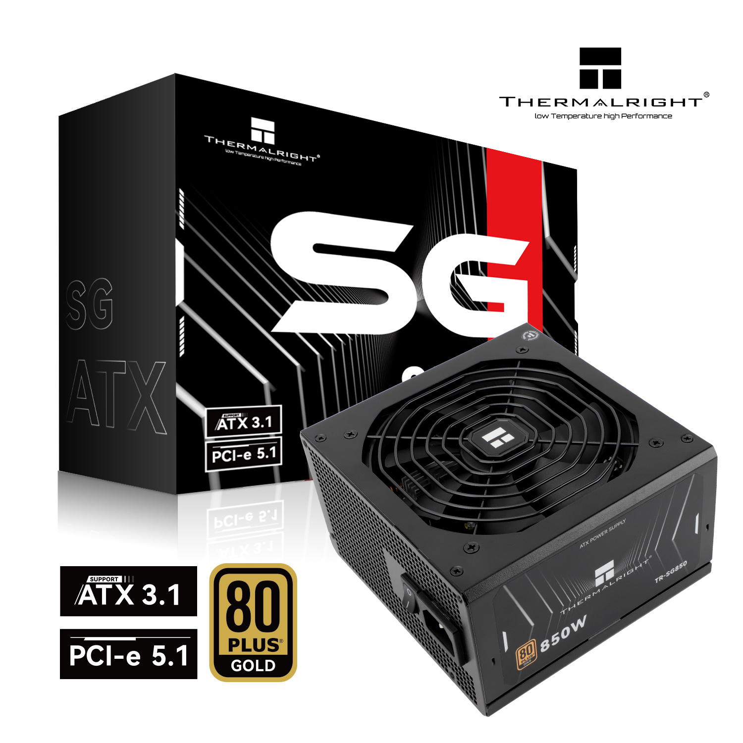 SURSA Thermalright "SG850S", 850W, certificare 80 Plus Gold, non-modular, LLC, DC to DC, fan 120mm, negru, "TR-SG850S" (timbru verde 2 lei) - imagine 4