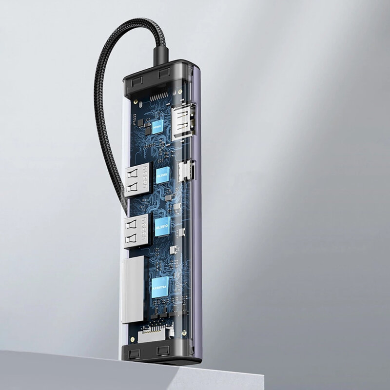 DOCKING Station Ugreen, "CM512" conectare PC USB Type-C, USB 3.0 x 2| RJ-45 Gigabit x 1|HDMI 4K x 1 la 30Hz|USB-C x 1 PD 100W, aluminiu, gri "90568" (timbru verde 0.8 lei) - 6957303895687 - imagine 4