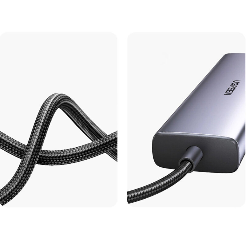 DOCKING Station Ugreen, "CM512" conectare PC USB Type-C, USB 3.0 x 2| RJ-45 Gigabit x 1|HDMI 4K x 1 la 30Hz|USB-C x 1 PD 100W, aluminiu, gri "90568" (timbru verde 0.8 lei) - 6957303895687 - imagine 3