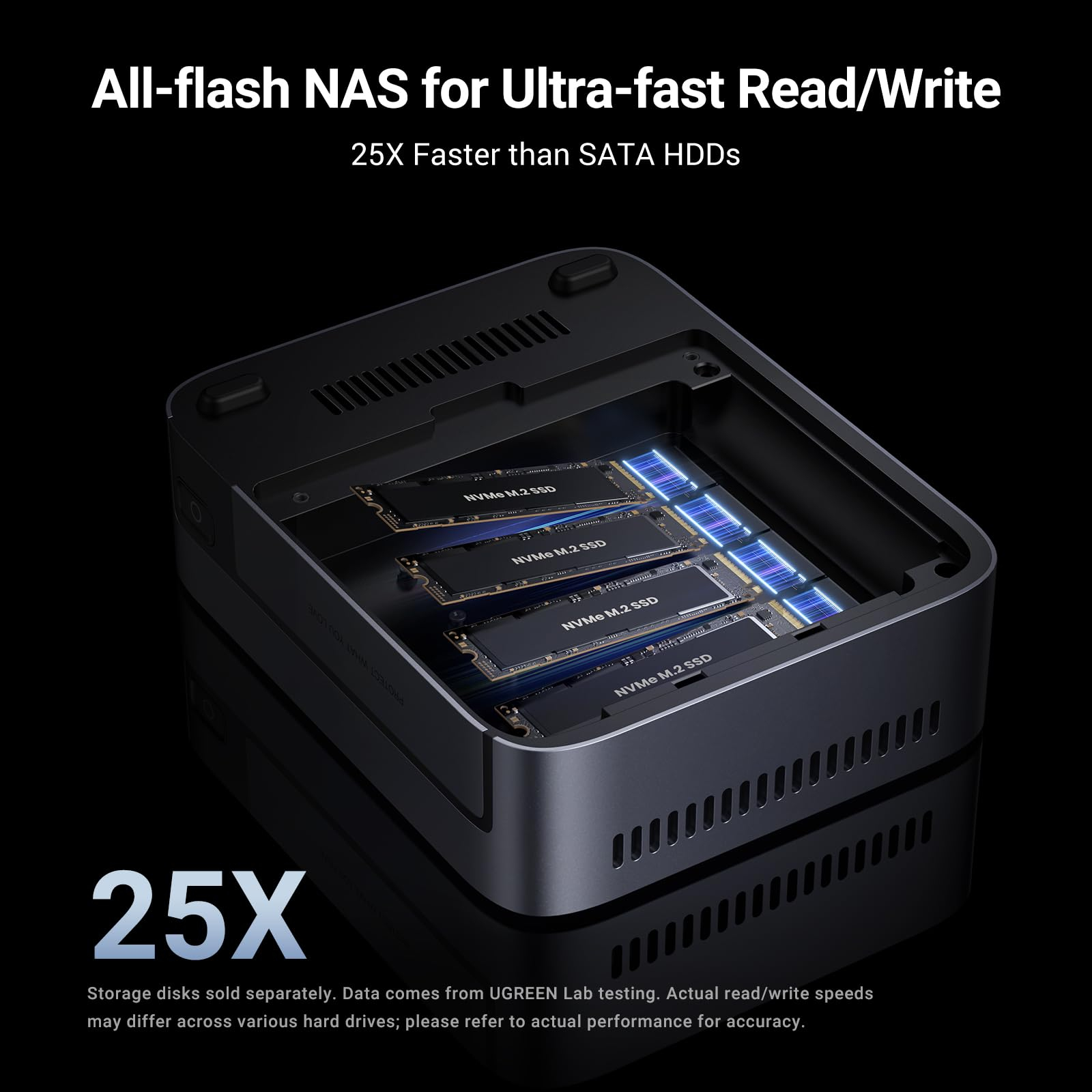 NAS Ugreen "DXP480T Plus", CPU i5 4.40 GHz, RAM DDR5 8Gb max 64Gb, M.2 8Tx4, LAN 10Gbx1, 2xUSB3, 2xThunderbolt4, HDMI 2.1 8K, "25892B" (timbru verde 7 lei) - 6941876267484 - imagine 2
