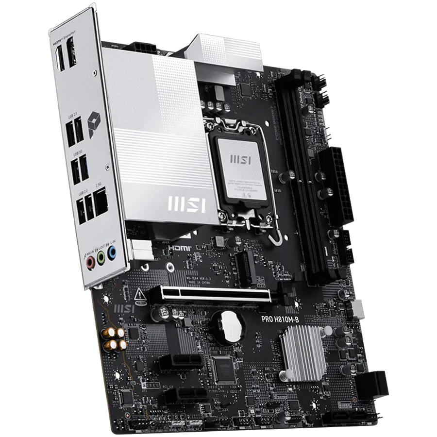 MSI PRO H810M-B, mATX, LGA 1851, 2x DDR5 Dual Channel DDR5 up to 6400(OC)MHz, 1x PCIe x16 slot, 1x M.2 slot, 4x USB 2.0, 2x USB 5Gbps, HDMI, DP, 7.1 HD Audio, 2.5G LAN, 3Y - imagine 2