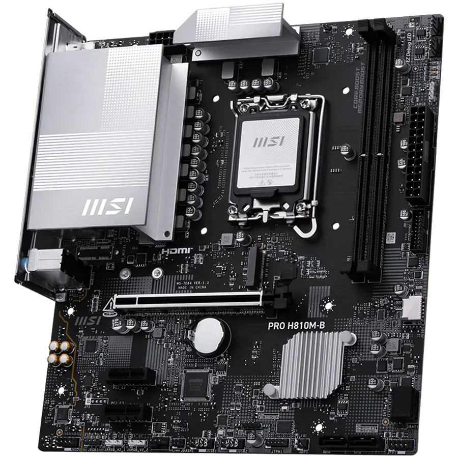 MSI PRO H810M-B, mATX, LGA 1851, 2x DDR5 Dual Channel DDR5 up to 6400(OC)MHz, 1x PCIe x16 slot, 1x M.2 slot, 4x USB 2.0, 2x USB 5Gbps, HDMI, DP, 7.1 HD Audio, 2.5G LAN, 3Y - imagine 3