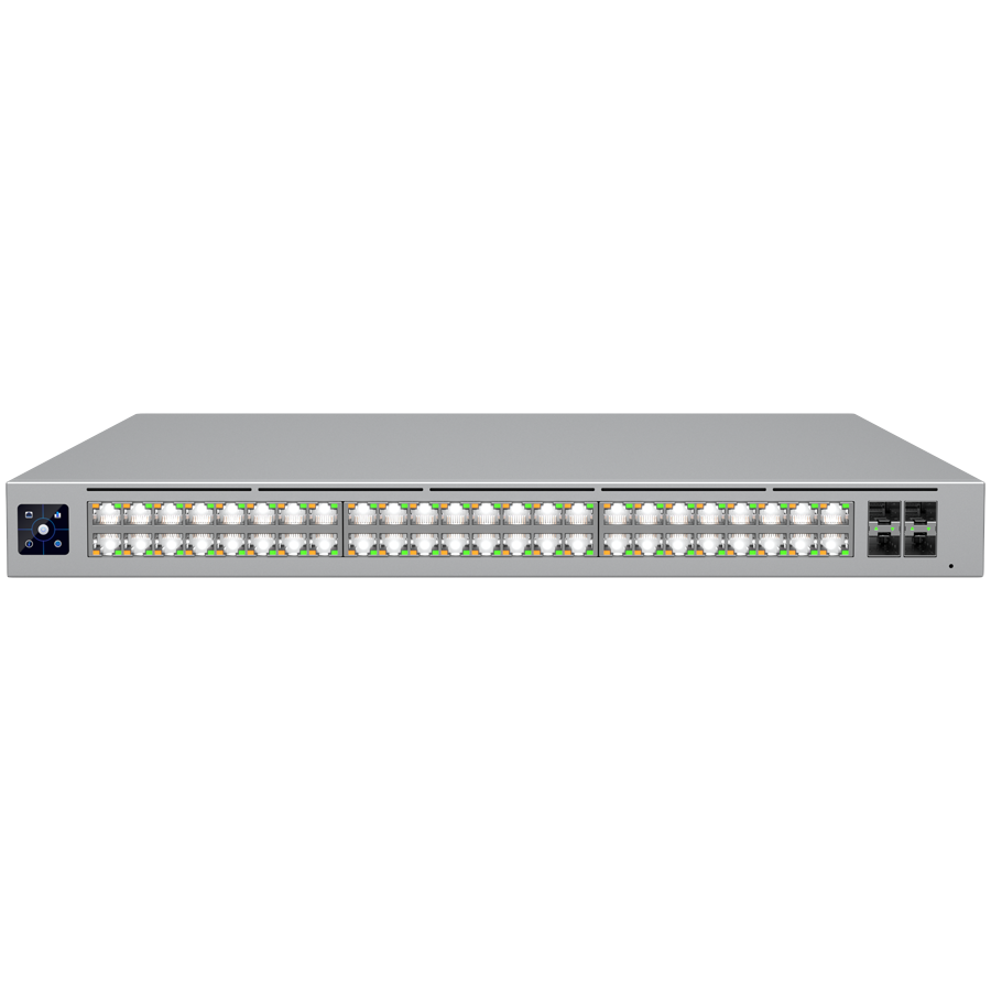 Ubiquiti network switch ECS-48S-PoE-EU Enterprise Campus 48S PoE Enterprise-grade 48-port, Layer 3 Etherlighting PoE+++ switch with Stacking support and high-capacity 10 GbE RJ45 and 25G SFP28 connections for high availability system design