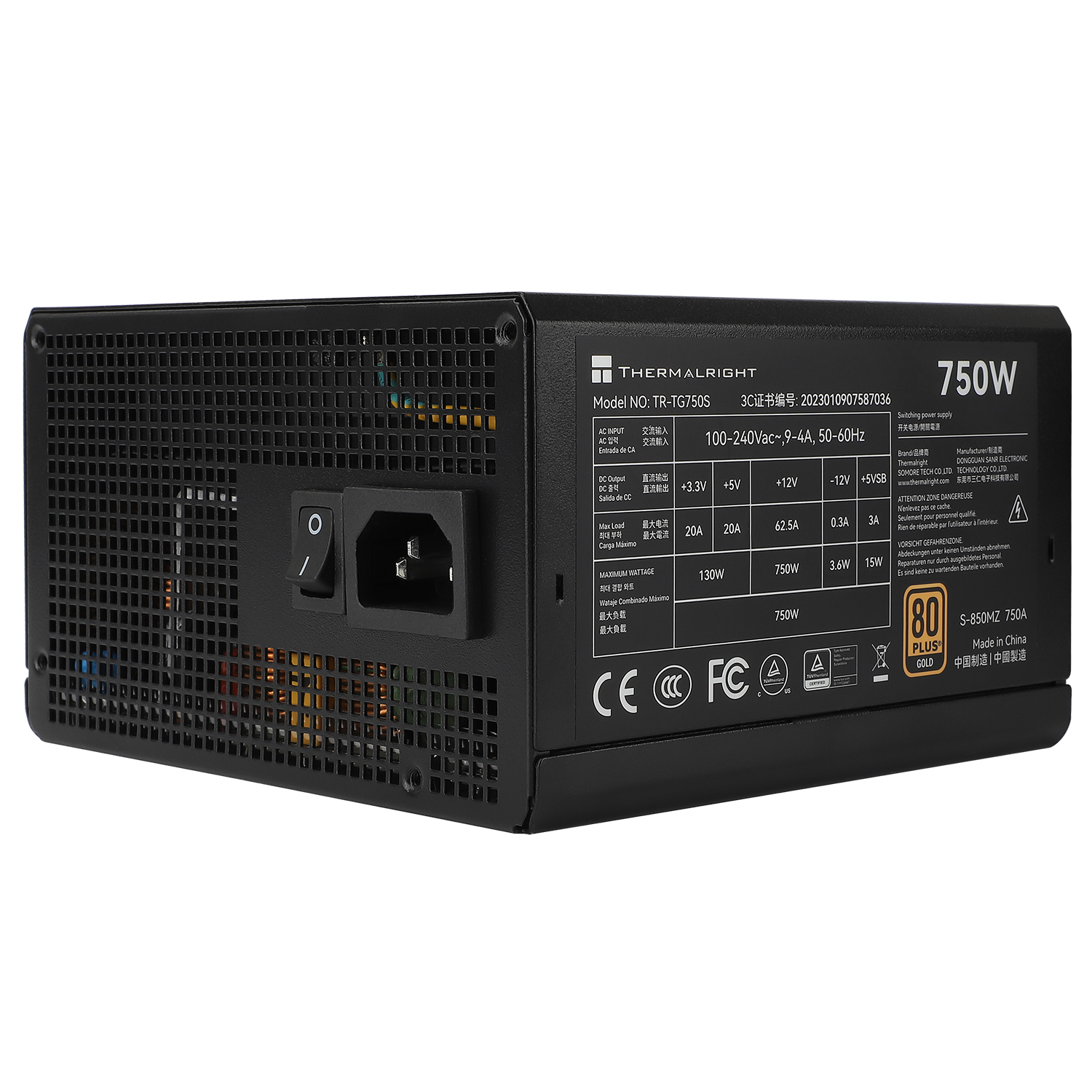 SURSA Thermalright "TR-TG750S", 750W, certificare 80 Plus Gold, non-modular, LLC, DC to DC, fan 120mm, negru, "TR-TG750S" (timbru verde 2 lei) - imagine 3