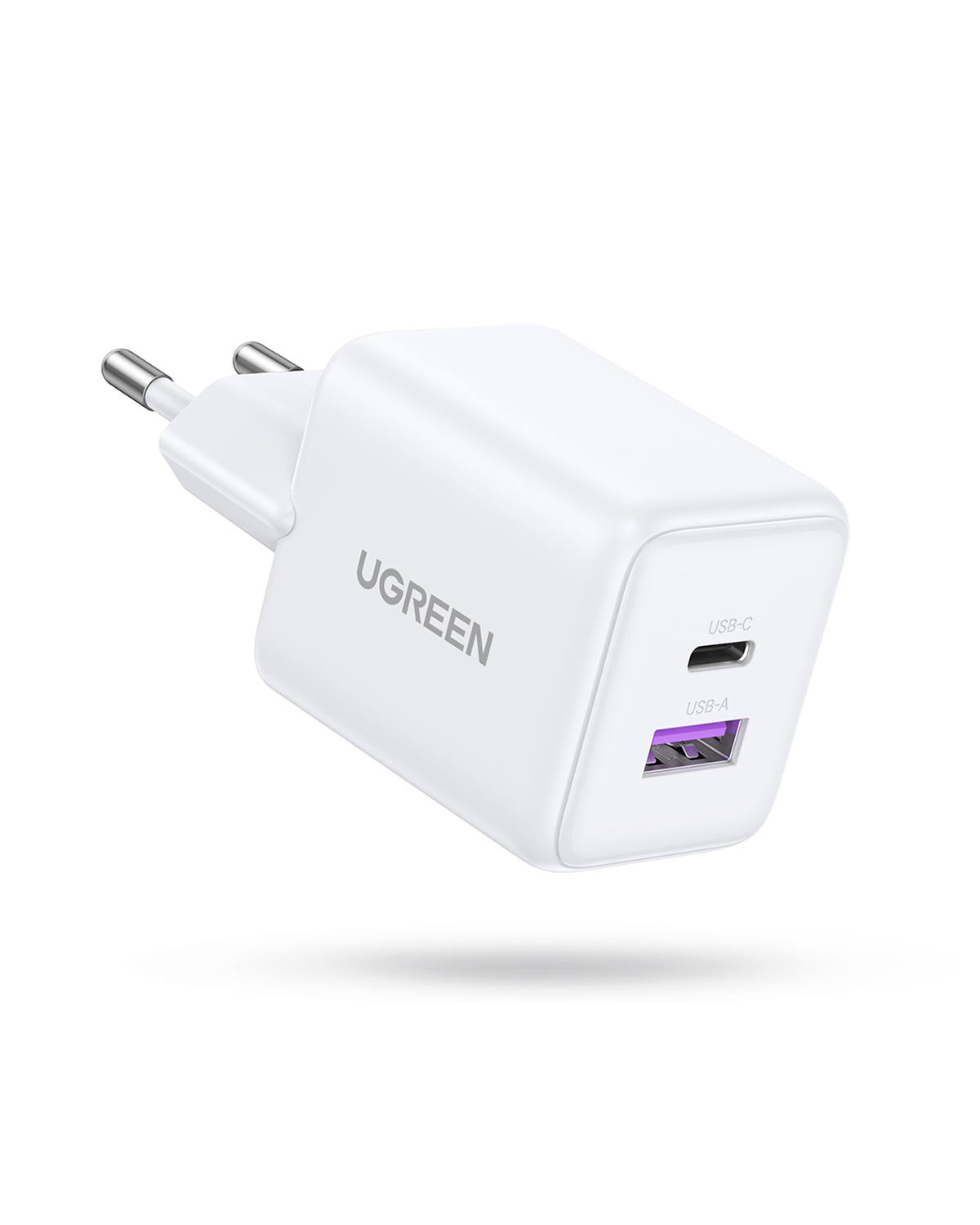 INCARCATOR retea Ugreen GaN "X516" Quick Charge 30W, 1 x USB Type-C, 1 x USB, alb "65015" (timbru verde 0.18 lei)
