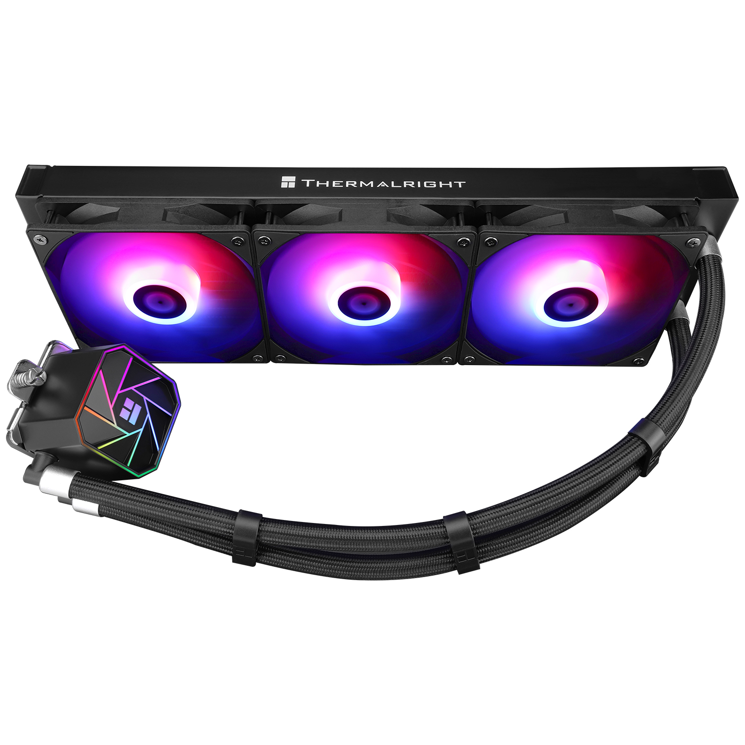 COOLER Thermalright "Aqua Elite 360 Black Argb V3", skt. LGA1851, LGA 1700, AM4, AM5, racire cu lichid, 3 x 120mm, 1500 RPM, ARGB adresabil, negru "Aqua Elite 360 Black Argb V3" (timbru verde 4.00 lei) - imagine 3