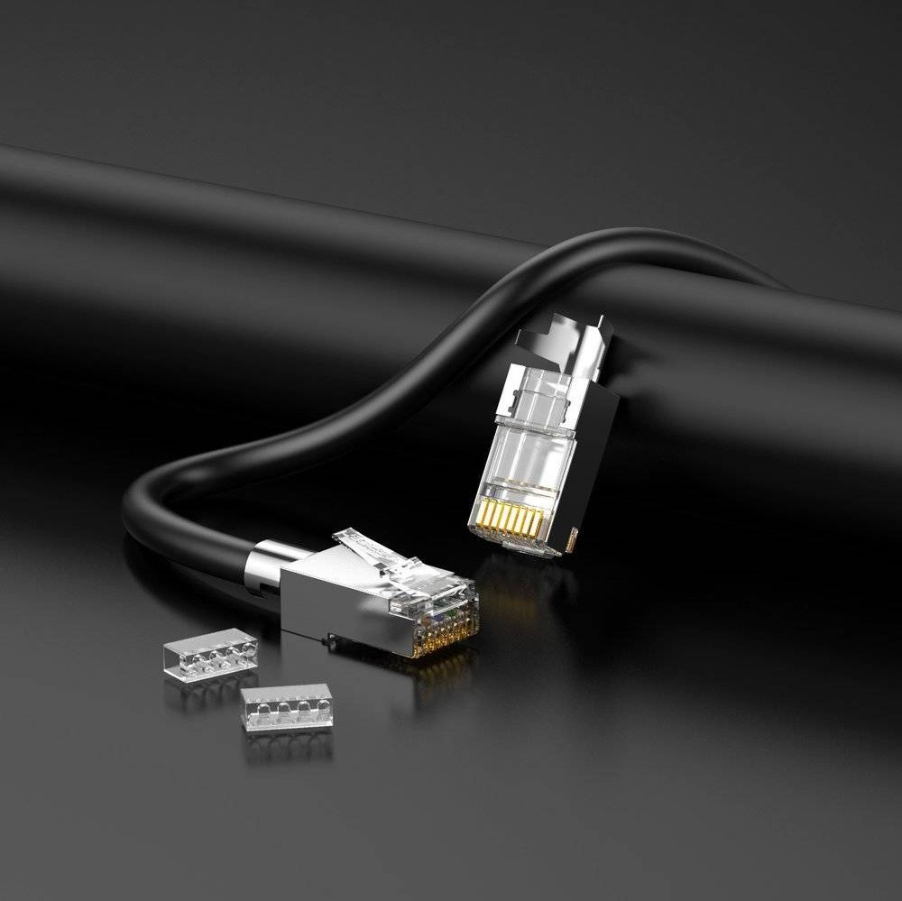MUFA RJ-45 Ugreen, "NW123" pt. cablu UTP, Cat6A/7, RJ-45 (T), shielded plastic, 10 buc, "70316" - 6957303873166 - imagine 2