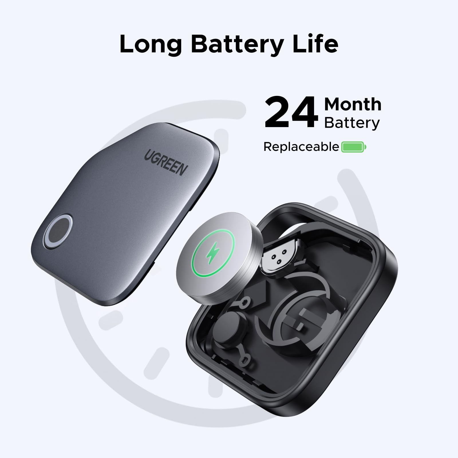 SMART TRACKER Ugreen "CM916", bluetooth 5, compatibil Android si IOS, baterie CR2032(nu este inclusa), gri "75646" (timbru verde 0.08 lei) - imagine 3