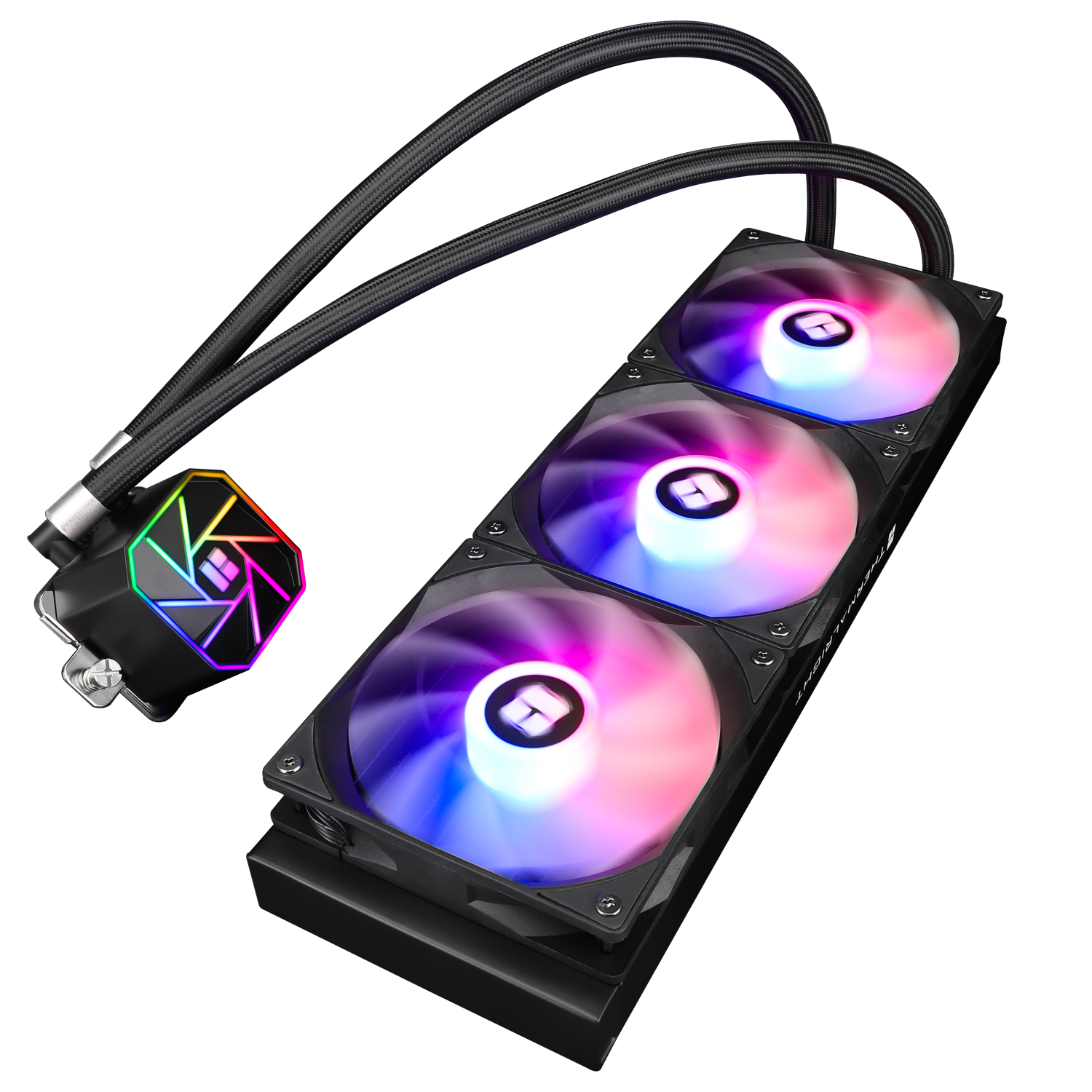 COOLER Thermalright "Aqua Elite 360 Black Argb V3", skt. LGA1851, LGA 1700, AM4, AM5, racire cu lichid, 3 x 120mm, 1500 RPM, ARGB adresabil, negru "Aqua Elite 360 Black Argb V3" (timbru verde 4.00 lei) - imagine 4