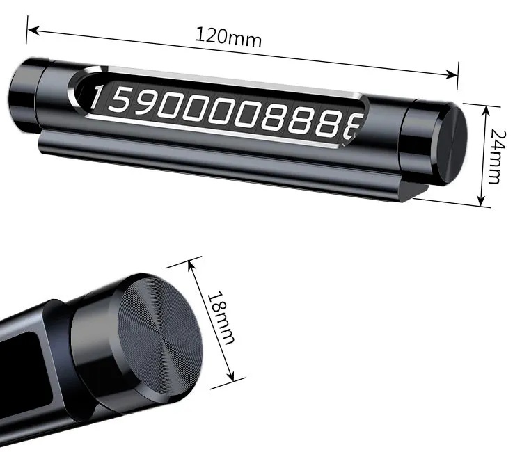 SUPORT dual numar de telefon parbriz Baseus, functie de inchidere si deschidere prin rotire, full metalic, noua seturi de numere incluse, negru "ACNUM-C01" - 6953156296831 - imagine 3
