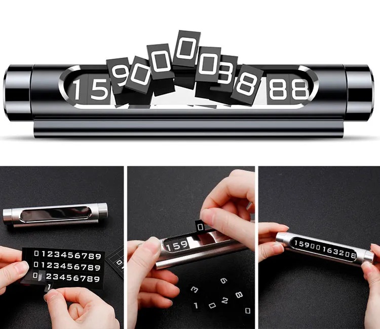 SUPORT dual numar de telefon parbriz Baseus, functie de inchidere si deschidere prin rotire, full metalic, noua seturi de numere incluse, negru "ACNUM-C01" - 6953156296831 - imagine 4