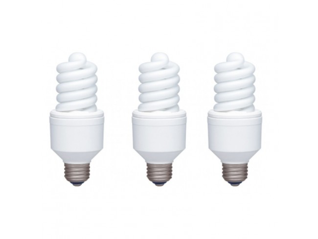 SET 3 becuri fluorescent Panasonic, soclu E27, putere 18W, forma spirala, lumina alb calda, alimentare 220 – 240 V, „EFD18E27HD-3” (timbru verde 1.35 lei)