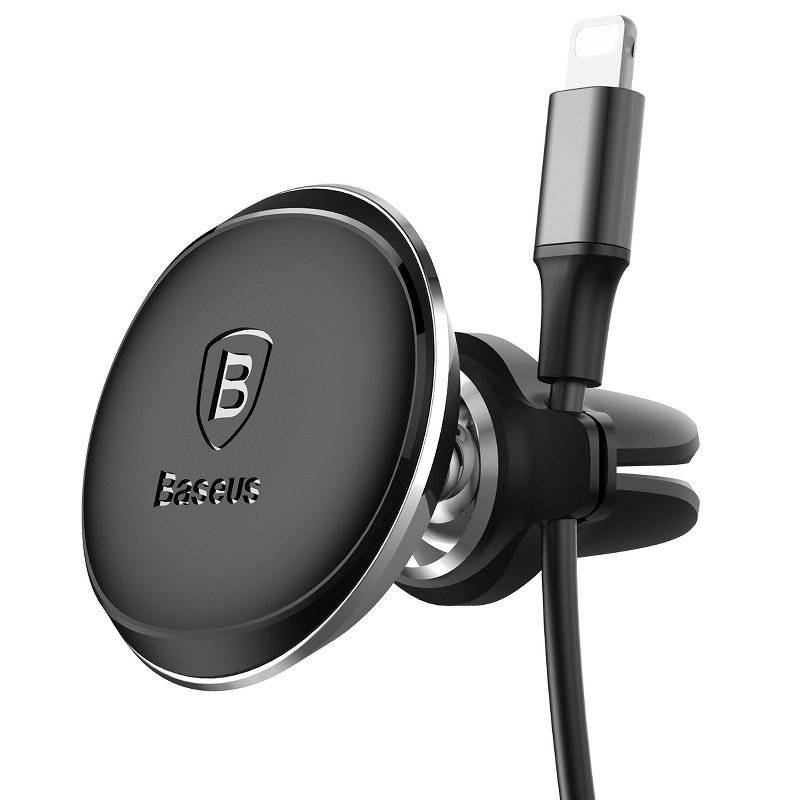 SUPORT AUTO Baseus Magnetic pt. SmartPhone, fixare bord in grila de ventilatie, rotire 360 grade, in partile laterale are 2 prinderi pentru 2 cabluri, negru "SUGX-A01" - 6953156260573 - imagine 2