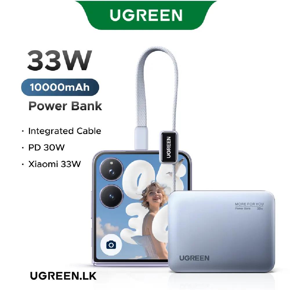 POWER BANK Ugreen "PB584", 10000mAh, 33W, 1 x USB, 1 x USB Type-C, 1 x USB Type-C integrat, display, gri, "75173B" (timbru verde 0.98 lei) - imagine 5