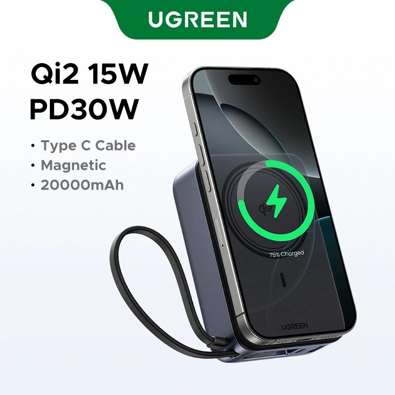 POWER BANK Ugreen "PB567", 20000mAh, 30W PD3.0 , 1 x USB, 1 x USB Type-C, incarcare magnetica 15W, 1 x USB Type-C cablu integrat, gri, "55450B" (timbru verde 0.98 lei) - imagine 5