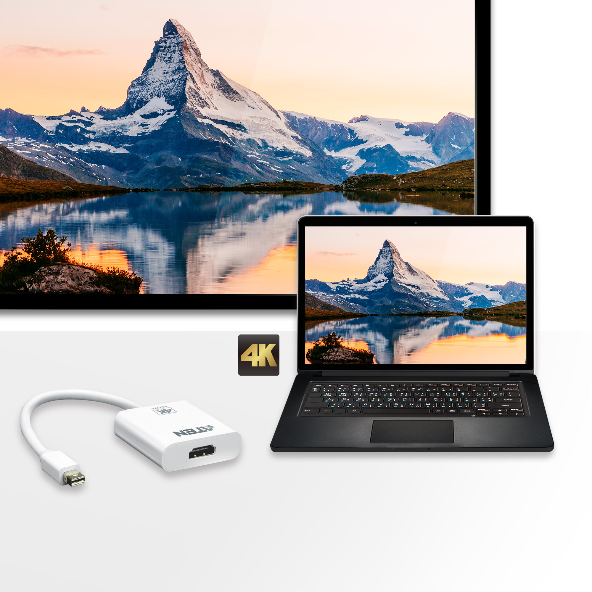 Mini DP to 4K HDMI Active Adapter Aten - imagine 3