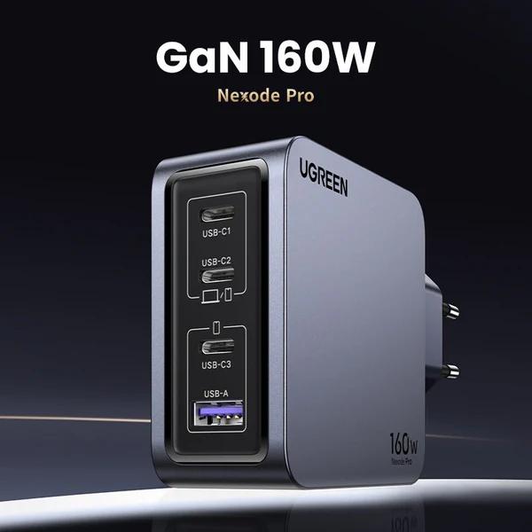 INCARCATOR retea Ugreen, Nexode "X763" Quick Charge 160W GaN, 1 x USB, 3 x USB Tpe-C, include cablu USB Type-C la USB Type-C 240W 1.5 m, gri "25877" (timbru verde 0.18 lei) - 6941876228775 - imagine 5