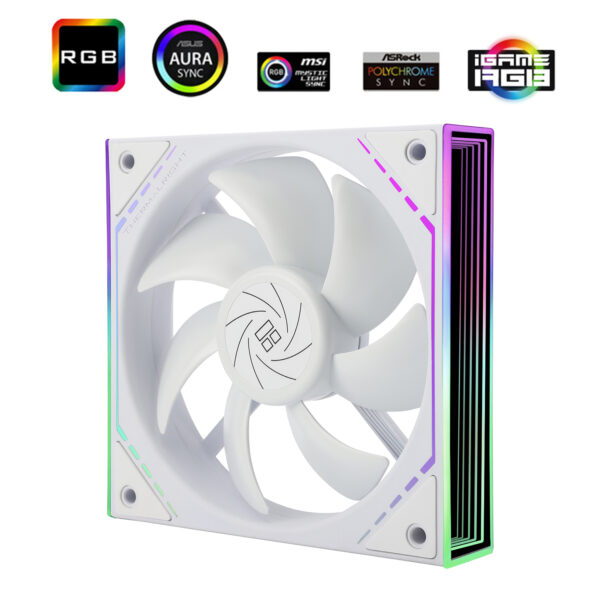 VENTILATOR Thermalright „TL-M12W”, 120mm, 1500 RPM, S-FDB Bearing, 47.6 CFM, LED ARGB, 4pin PWM, alb, „TL-M12W” (timbru verde 0.08 lei)