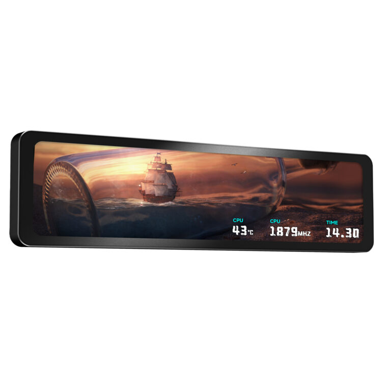 Afisaj digital Thermalright "Trofeo Vision LCD Black", ecran LCD secundar pentru carcasa PC, IPS 6.86", rezolutie 1280x480, USB Type-C, suport magnetic, compatibil software TRCC, negru, 187.2x72.1x21mm, "Trofeo Vision LCD Black" (timbru verde 2lei) - imagine 3