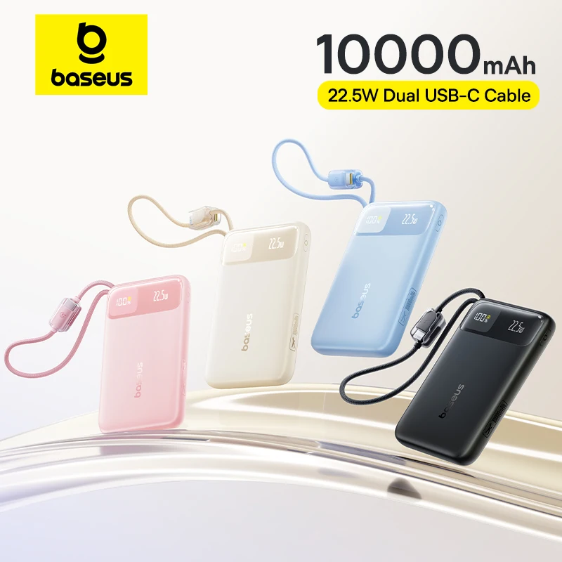 POWER BANK Baseus EnerFill FC11, 10000mAh, cablu integrat USB Type-C si Iphone Lightning, 22.5W, display, negru, „E0027R04” (timbru verde 0.98 lei) – 6932172699840
