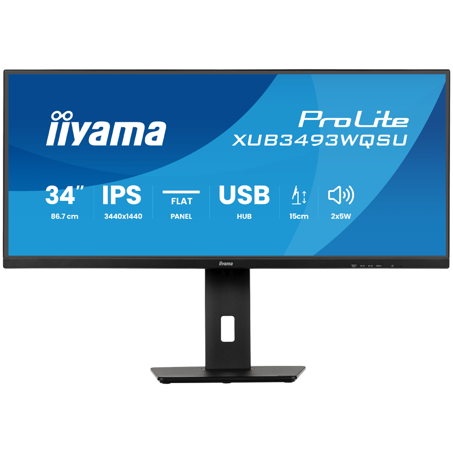Monitor IPS LED Iiyama 34″ XUB3493WQSU-B6, UWQHD (3440 x 1440), HDMI, DisplayPort, Boxe, 120 Hz, 1 ms (Negru) „XUB3493WQSU-B6” (timbru verde 7 lei)