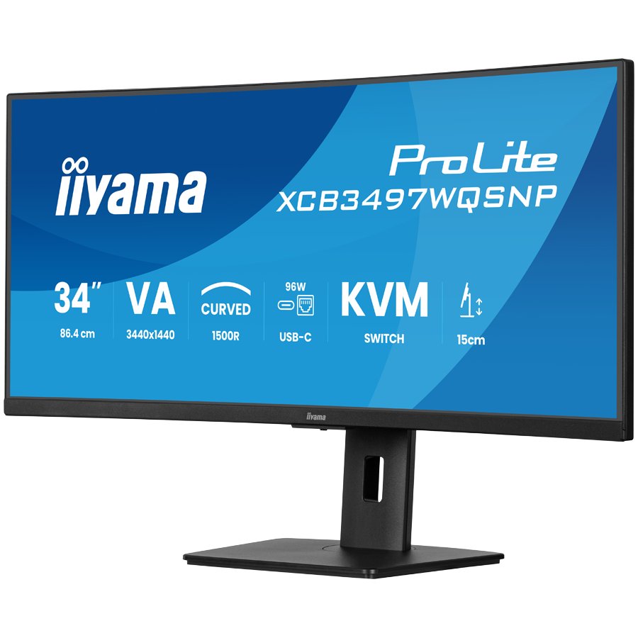 Monitor VA LED Iiyama 34" XCB3497WQSNP-B1, WQHD (3440 x 1440), HDMI, DisplayPort, Boxe, Ecran curbat (Negru) "XCB3497WQSNP-B1" (timbru verde 7 lei) 3 Monitor VA LED Iiyama 34" XCB3497WQSNP-B1, WQHD (3440 x 1440), HDMI, DisplayPort, Boxe, Ecran curbat (Negru) "XCB3497WQSNP-B1" (timbru verde 7 lei) - imagine 3