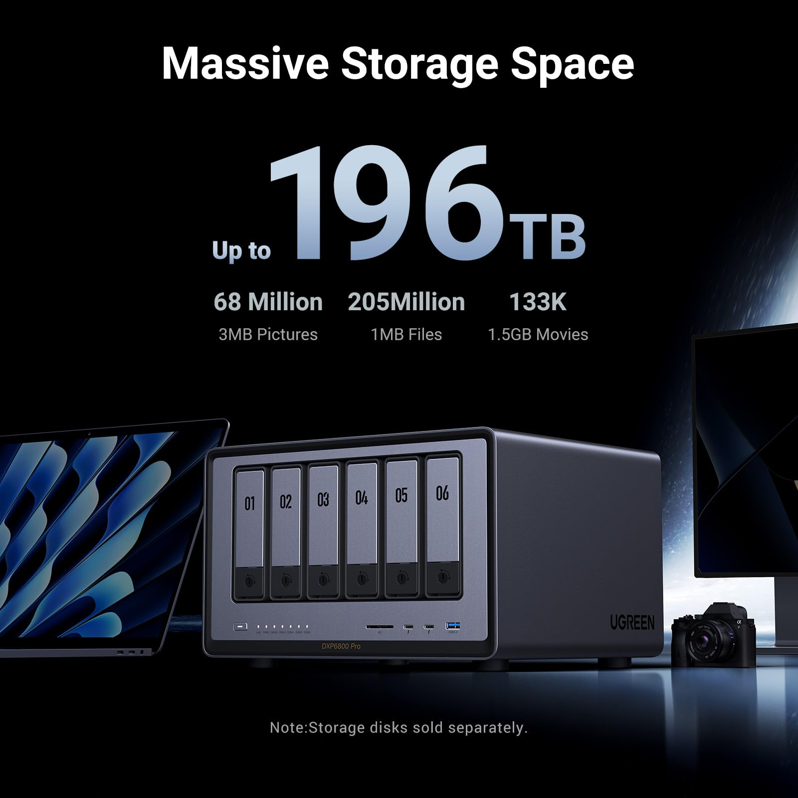 NAS Ugreen "DXP6800Pro", CPU i5 4.40 GHz, RAM DDR5 8Gb max 64Gb, SATA 24Tx6 si M.2 8Tx2, LAN 10Gbx2, 2xThunderbolt4, 2xUSB3, HDMI 2.1 8K, card reader, "25899B" (timbru verde 7 lei) - 6941876267514 4 NAS Ugreen "DXP6800Pro", CPU i5 4.40 GHz, RAM DDR5 8Gb max 64Gb, SATA 24Tx6 si M.2 8Tx2, LAN 10Gbx2, 2xThunderbolt4, 2xUSB3, HDMI 2.1 8K, card reader, "25899B" (timbru verde 7 lei) - 6941876267514 - imagine 4