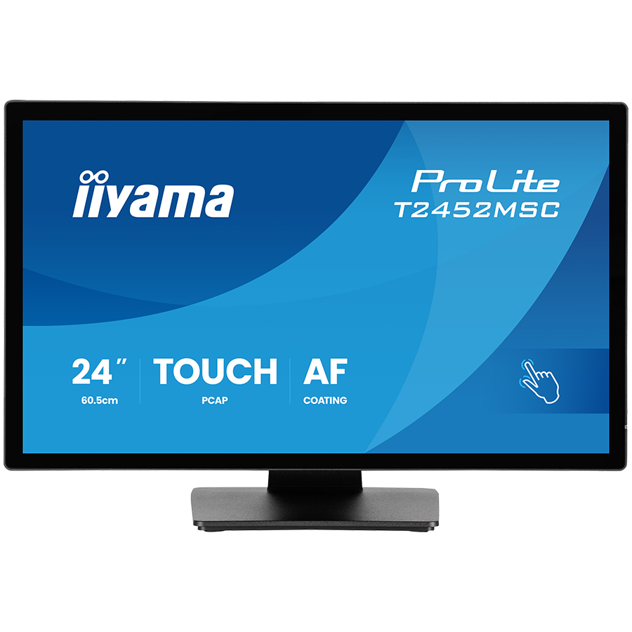 IIYAMA Monitor LED T2452MSC-B2 24″ DeepContrast PCAP+ 10pt touchscreen 1920×1080 120Hz 400cd 5ms HDMI DP landscape, face-up tilt