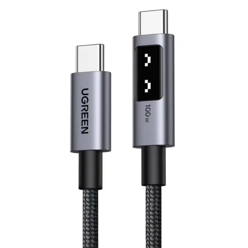CABLU alimentare si date Ugreen, „L509”, Fast Charging Data Cable pt. smartphone, USB Type-C la USB Type-C 100W/5A, 1m, braided, gri „35501” (timbru verde 0.08 lei)