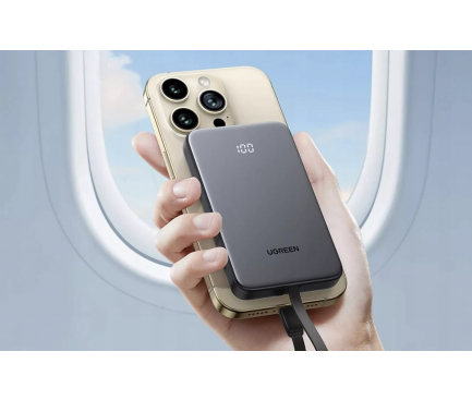 POWER BANK Ugreen "PB526", 10000mAh, 20W, 1 x USB, 1 x USB Type-C, 1 x USB Type-C integrat, gri, "75161B" (timbru verde 0.98 lei) 4 POWER BANK Ugreen "PB526", 10000mAh, 20W, 1 x USB, 1 x USB Type-C, 1 x USB Type-C integrat, gri, "75161B" (timbru verde 0.98 lei) - imagine 4