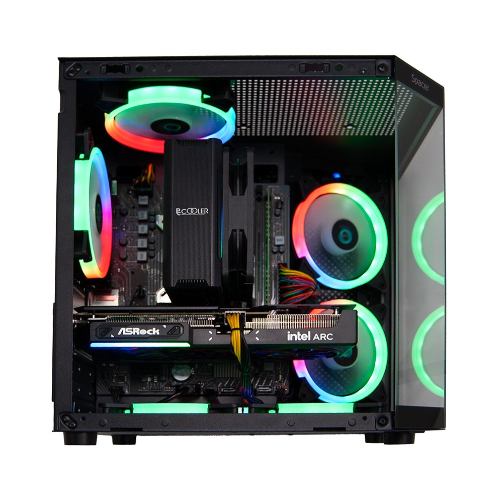 Sistem Desktop PC Gaming Spacer Gladiator R5, AMD Ryzen 5 5500, 16GB DDR4, 512GB SSD, Intel ARC B570 10GB, No Os, Negru, "SPACER-Gladiator-R5.5500-16D4S512" (timbru verde 7lei) 2 Sistem Desktop PC Gaming Spacer Gladiator R5, AMD Ryzen 5 5500, 16GB DDR4, 512GB SSD, Intel ARC B570 10GB, No Os, Negru, "SPACER-Gladiator-R5.5500-16D4S512" (timbru verde 7lei) - imagine 2