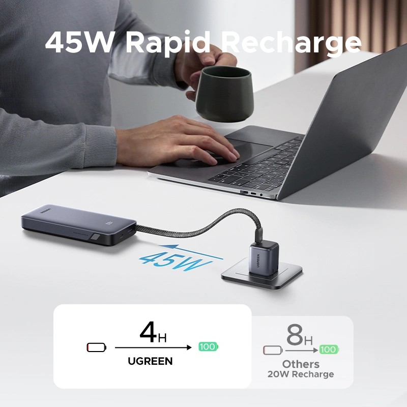 POWER BANK Ugreen "PB536", 20000mAh, 45W PD3.0 , 1 x USB, 1 x USB Type-C, 1 x USB Type-C cablu integrat, display, gri, "55988B" (timbru verde 0.98 lei) 3 POWER BANK Ugreen "PB536", 20000mAh, 45W PD3.0 , 1 x USB, 1 x USB Type-C, 1 x USB Type-C cablu integrat, display, gri, "55988B" (timbru verde 0.98 lei) - imagine 3