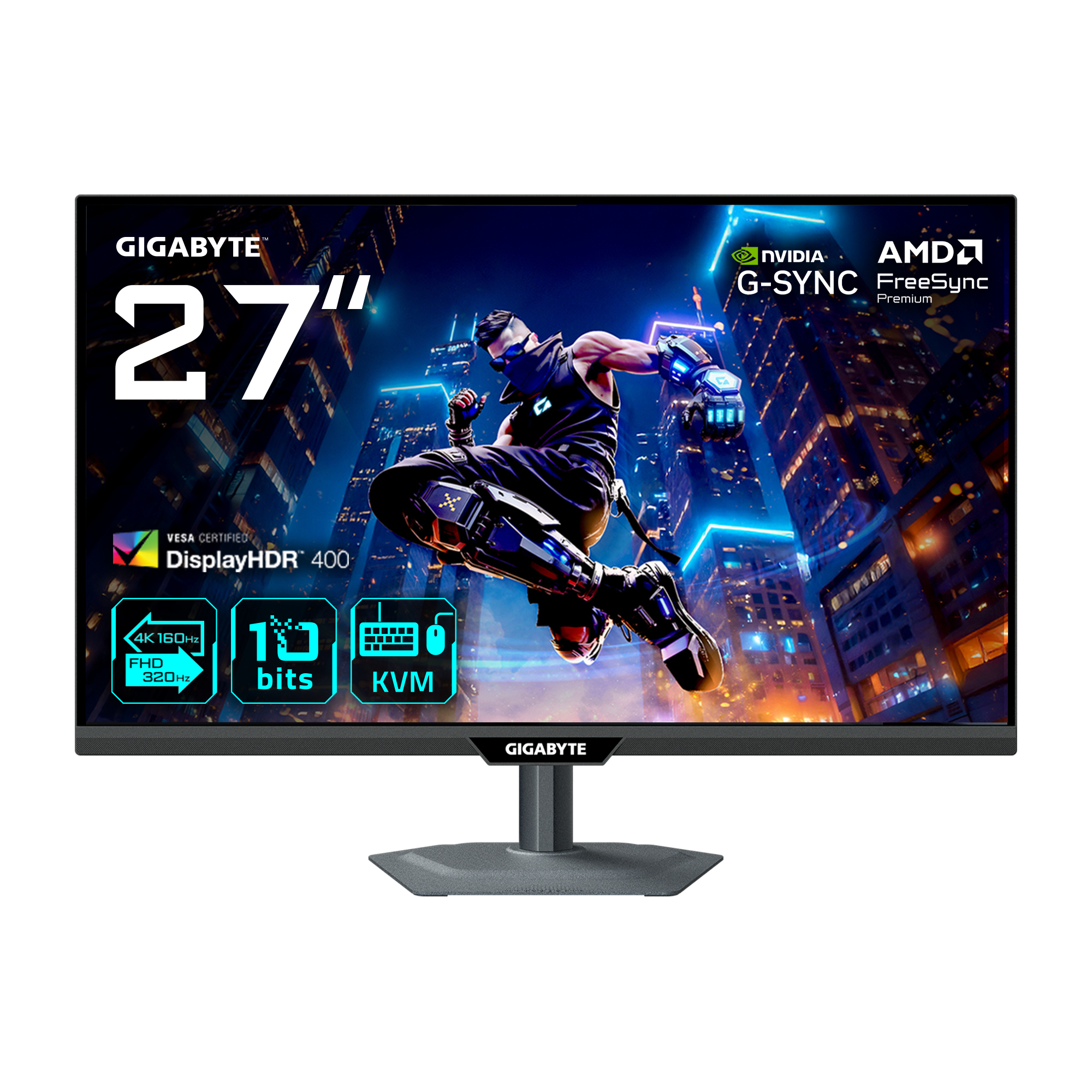 Monitor GIGABYTE M27UP, 27", IPS, UHD, 3840 x 2160, HDMI, Display Port, Dual mode 160 Hz / 320 Hz, Boxe, Pivot, 1ms, Negru "M27UP" 1 Monitor GIGABYTE M27UP, 27", IPS, UHD, 3840 x 2160, HDMI, Display Port, Dual mode 160 Hz / 320 Hz, Boxe, Pivot, 1ms, Negru "M27UP"