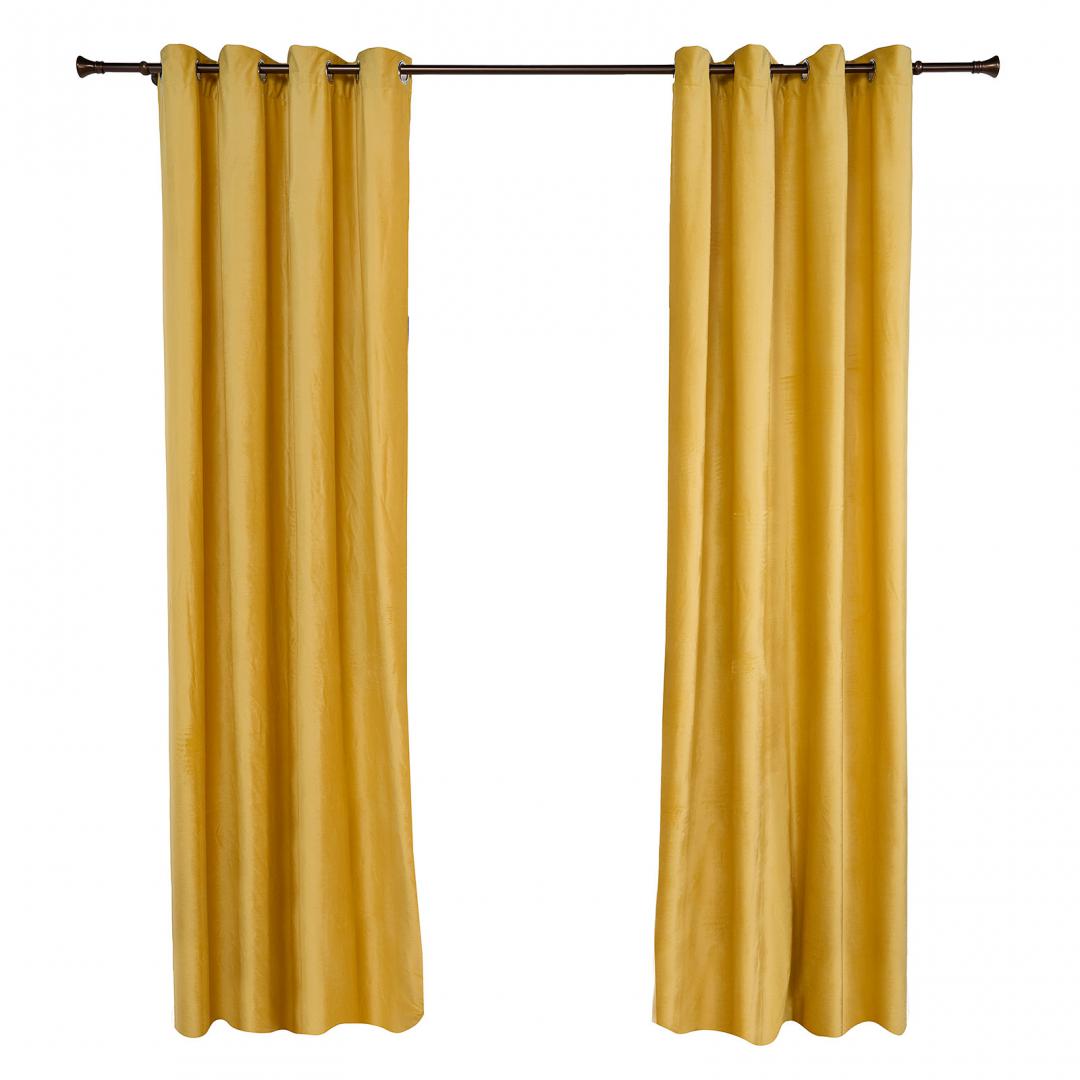 Set 2 draperii catifea 140x270 cm - Galb 2 Set 2 draperii catifea 140x270 cm - Galb - imagine 2
