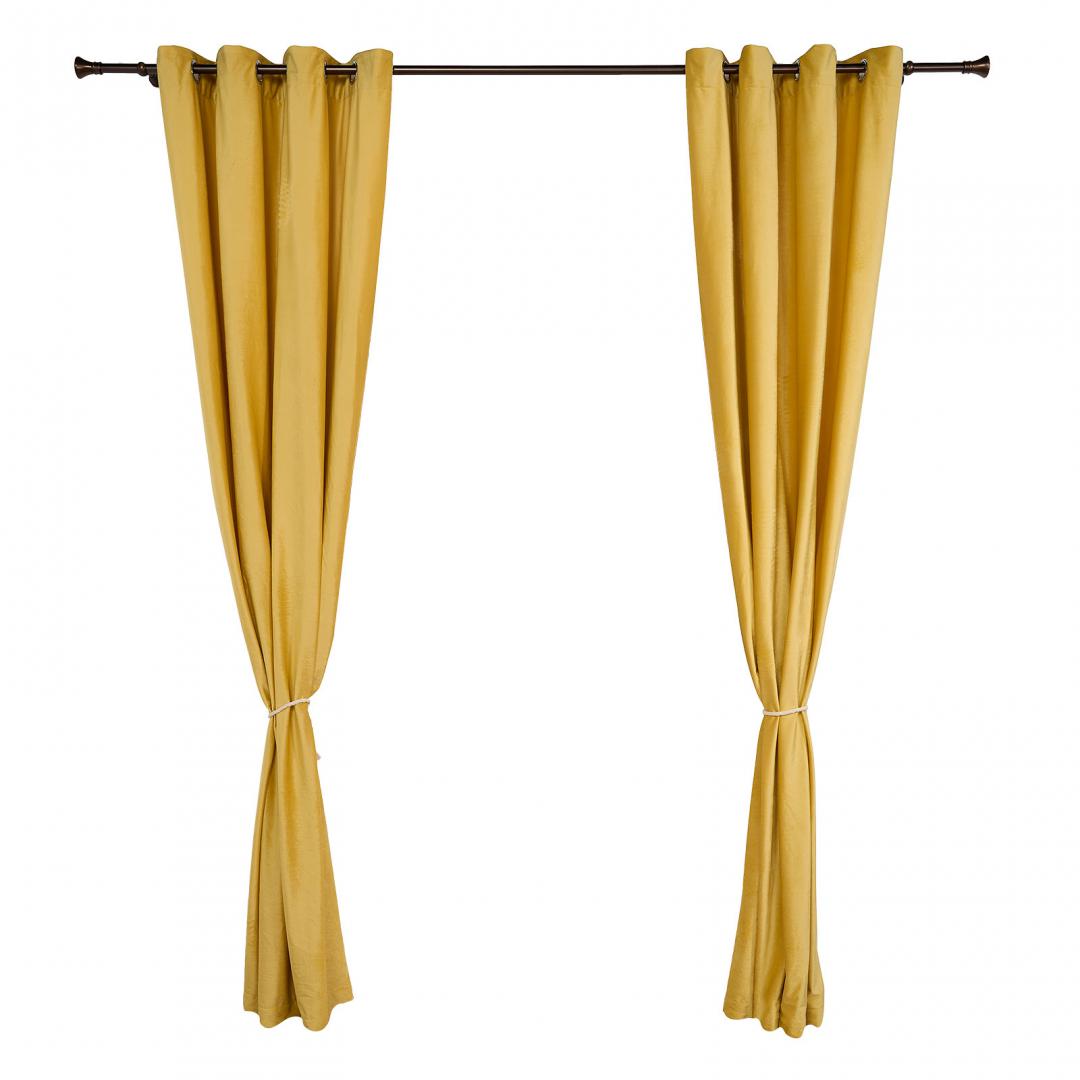 Set 2 draperii catifea 140x270 cm - Galb 3 Set 2 draperii catifea 140x270 cm - Galb - imagine 3