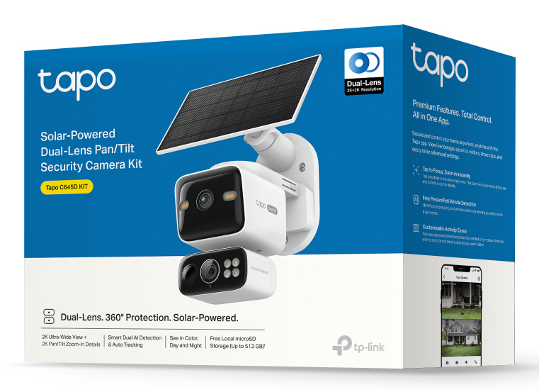 Kit cameră Tapo C645D solar dual-lens 2K pan/tilt - imagine 4