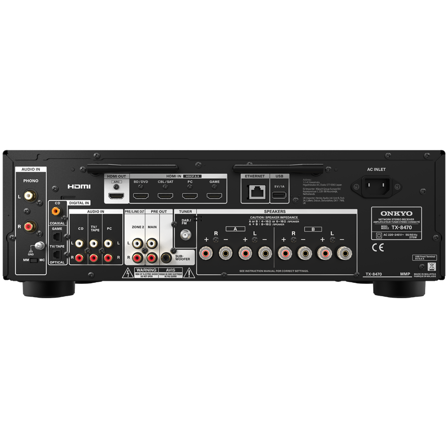 Onkyo TX-8470 Hi-Fi Network Stereo Receiver, Black - imagine 3