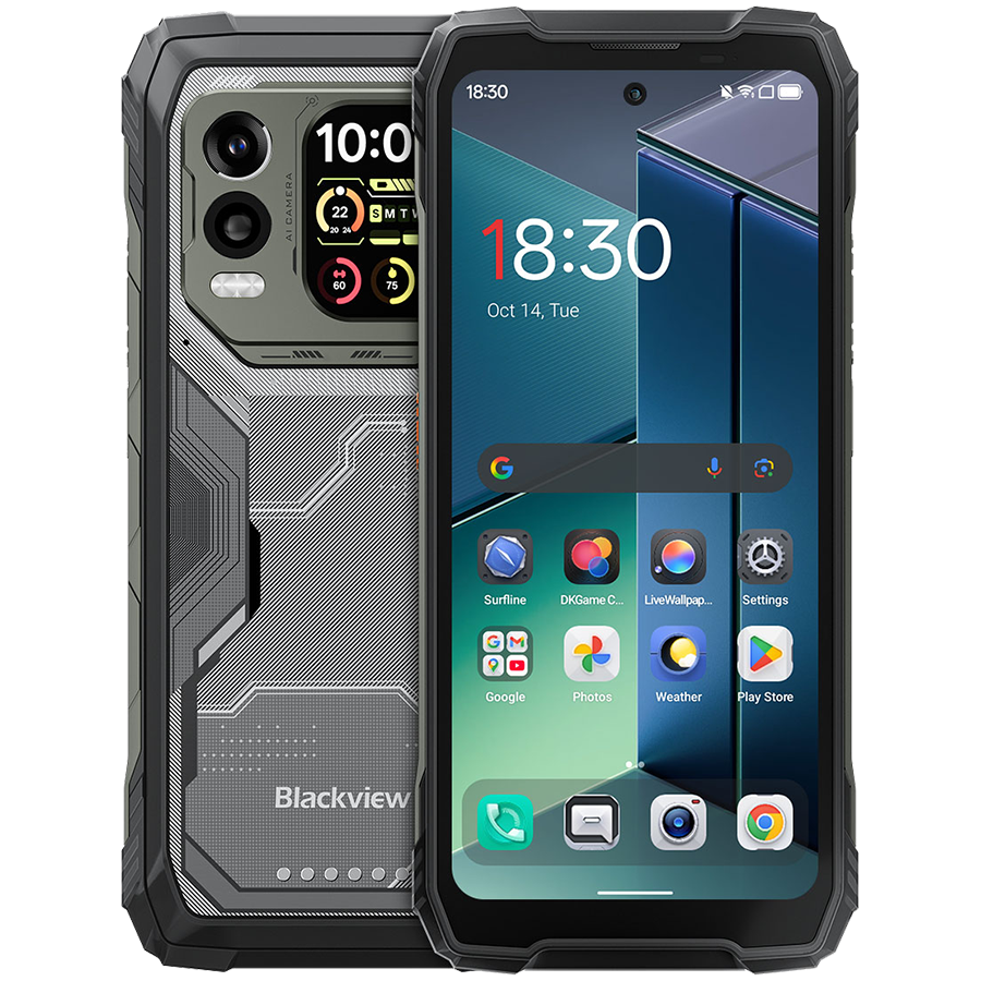 Blackview XPLORE 1 PRO Rugged Phone 5G 6.78 inch FHD 2.4k 2460x1080 120Hz + 2.01 inch 296x240 12/256Gb MT 7050 Octa-Core 2.4GHz 50MP Front 64+20MP Rear Cam Termal Imaging+Night Vision NFC 20000mAh MIL-STD-810H Android 15 Black