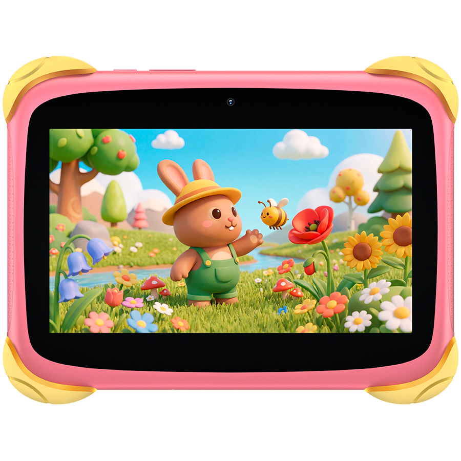 Blackview Link 1 Kids Mini WiFi6 7-inch 1024x600 HD+ 60Hz RK3562 2.0Hz 3GB+32GB 3000mAh Cam 2MP 5MP Stylus glass protector Handle Stand design Android 16 Sweet Pink