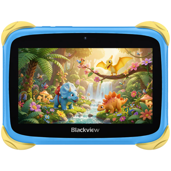 Blackview Link 1 Kids Mini WiFi6 7-inch 1024×600 HD+ 60Hz RK3562 2.0Hz 3GB+32GB 3000mAh Cam 2MP 5MP Stylus glass protector Handle Stand design Android 16 Brave Blue