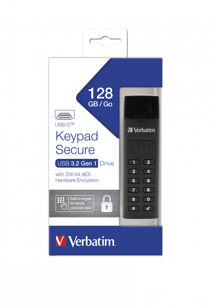 Memorie USB Verbatim Keypad Secure 128GB USB-C AES - imagine 2