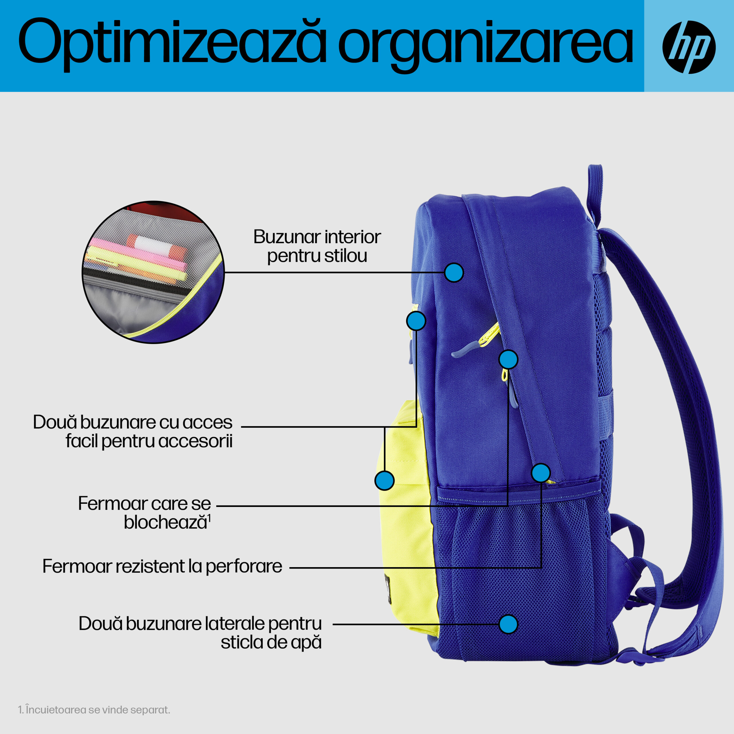 Rucsac HP Campus Blue 7K0E5AA 15.6 inch - imagine 3