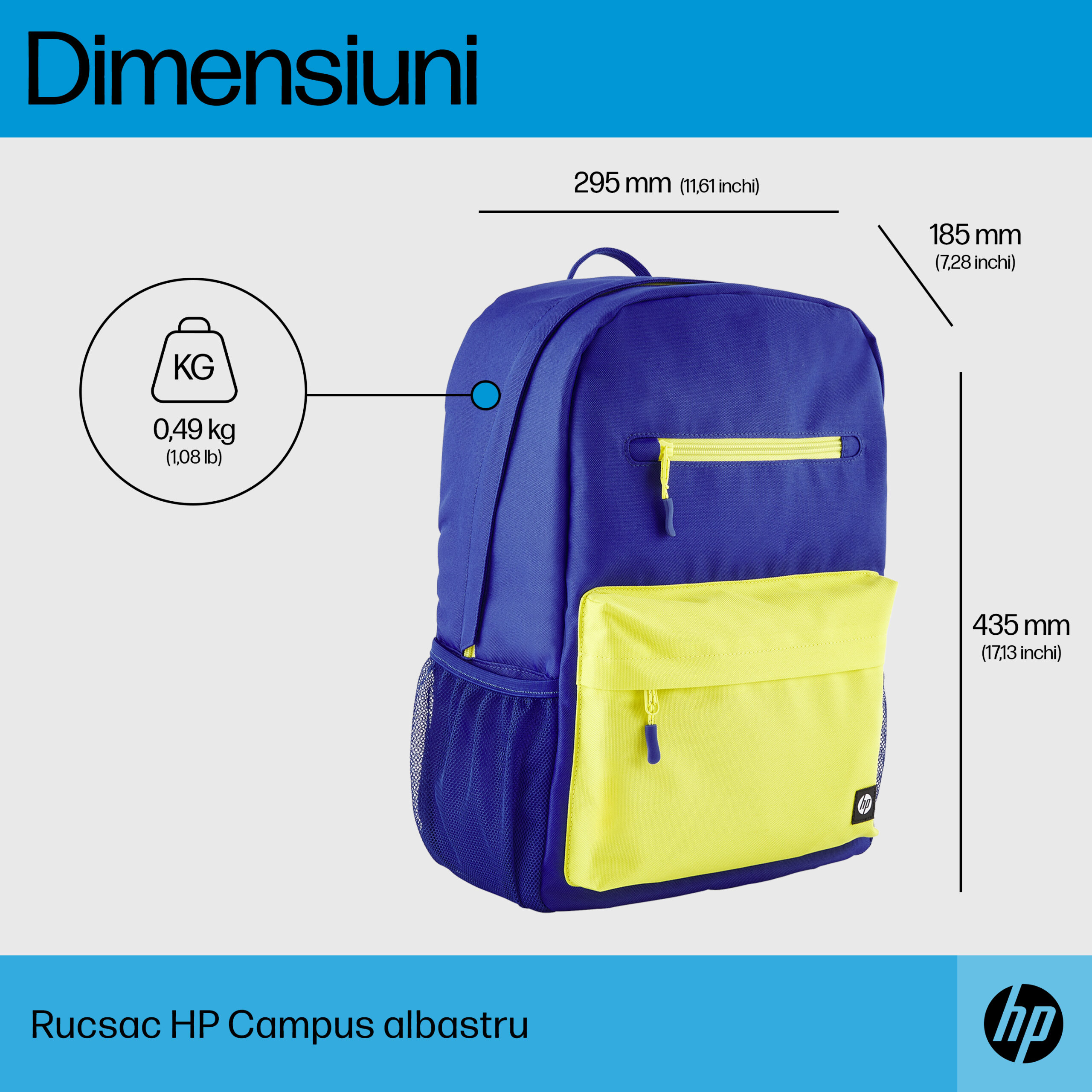 Rucsac HP Campus Blue 7K0E5AA 15.6 inch - imagine 4